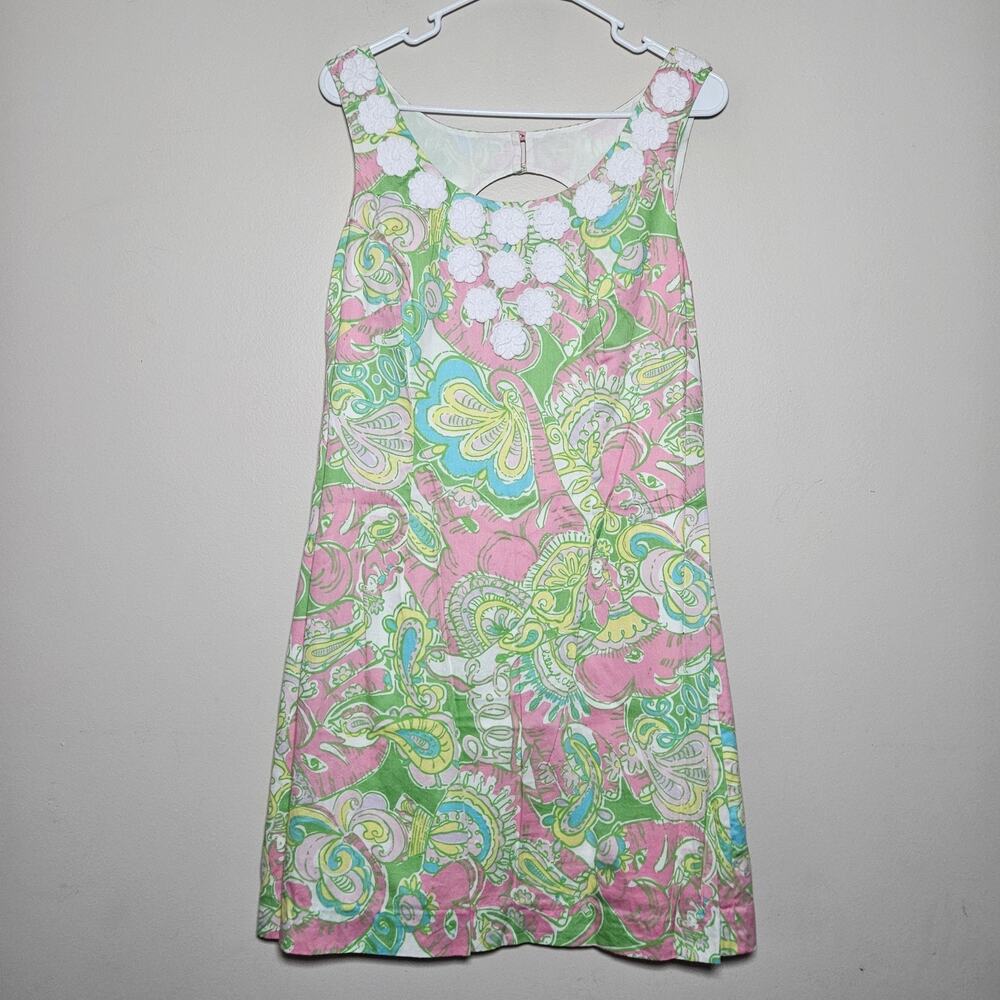 Lilly Pulitzer Nina Chin Chin Shift Floral Mini Dress Embroidered Size 10